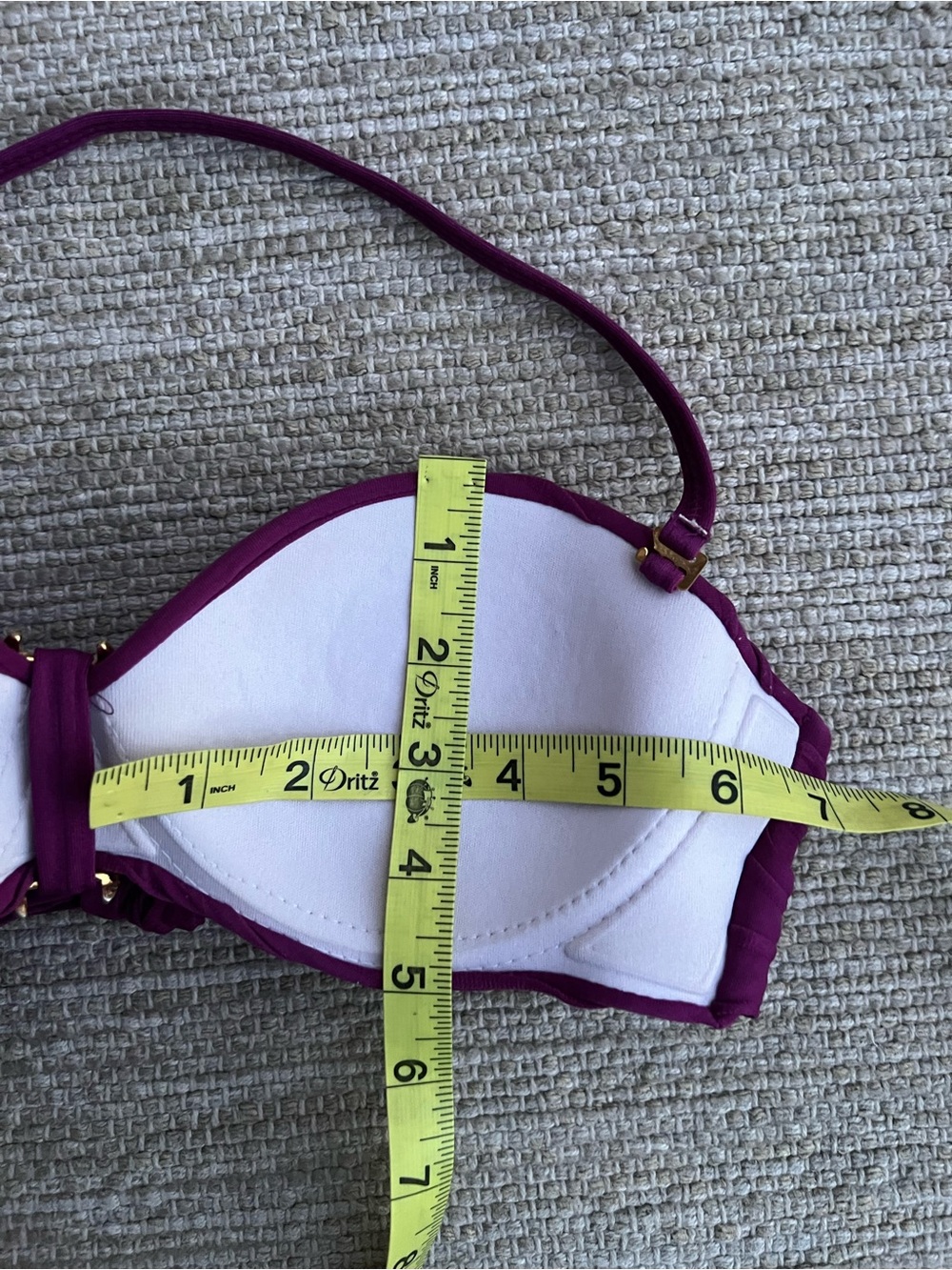Lua Morena Purple Ribbed Bandeau Bikini Set with Gold Brass Ring Accents -Small - Picture 4 of 11